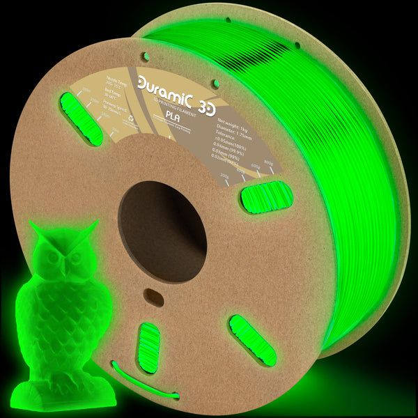 DURAMIC 3D PLA Filament 1.75mm Glow in The Dark Green 1kg, 3D Printing Filament No-Tangling No-Clogging Dimensional Accuracy +/- 0.05 mm, Consistent Performance for 3D Printer