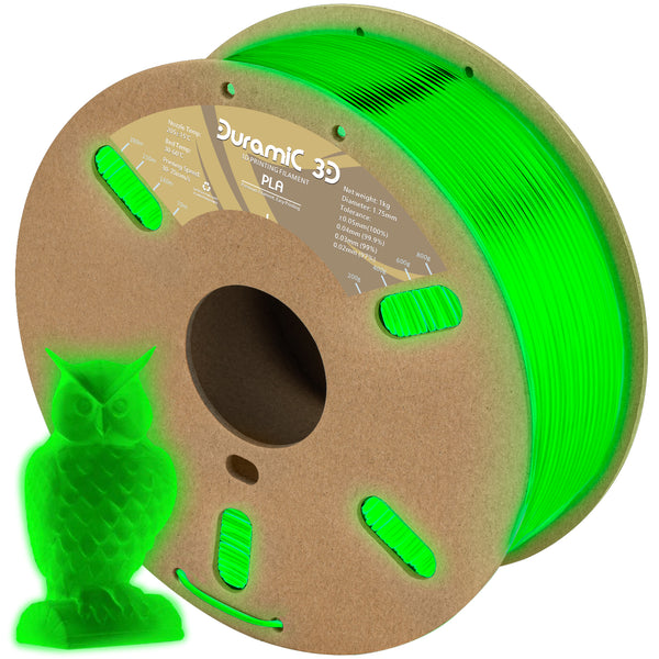 DURAMIC 3D PLA Filament 1.75mm Glow in The Dark Green 1kg, 3D Printing Filament No-Tangling No-Clogging Dimensional Accuracy +/- 0.05 mm, Consistent Performance for 3D Printer