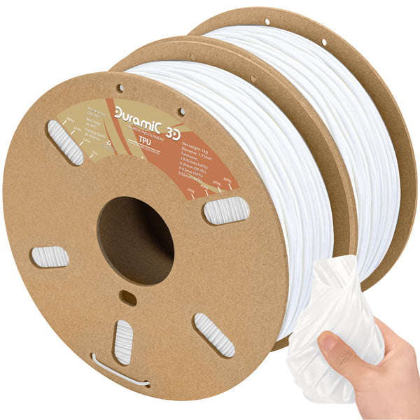 DURAMIC 3D TPU Filament 1.75mm, TPU Flexible Filament 95A 2 Pack, Soft TPU 3d Printing Filament, 1kg Spool, Dimensional Accuracy +/- 0.05mm