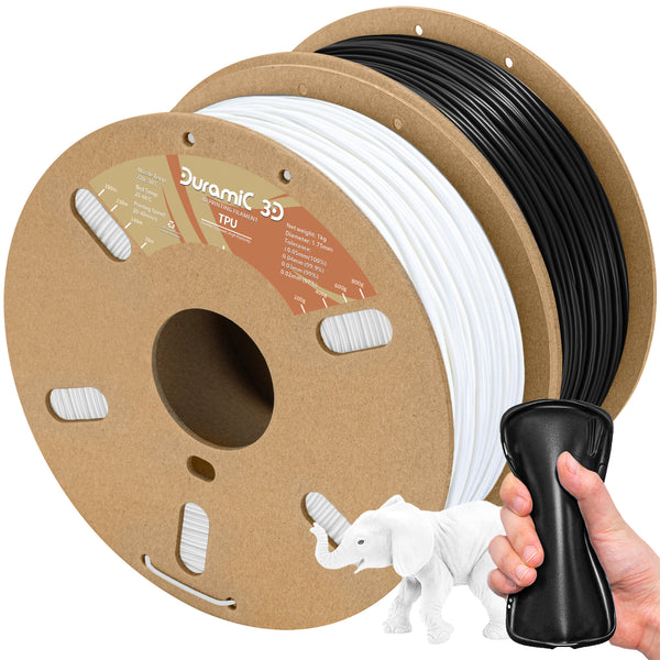 DURAMIC 3D TPU Filament 1.75mm, TPU Flexible Filament 95A 2 Pack, Soft TPU 3d Printing Filament, 1kg Spool, Dimensional Accuracy +/- 0.05mm