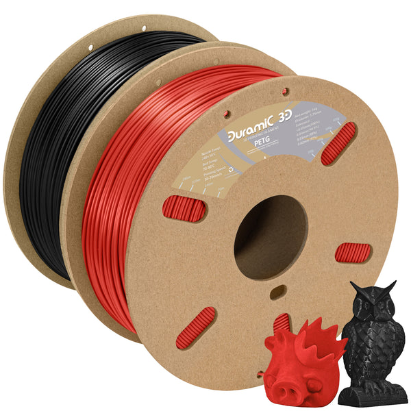 DURAMIC 3D PETG Filament 1.75mm 2 Pack, 3D Printing Filament 1kg Spool(2.2lbs), Filament 1.75mm Dimensional Accuracy +/- 0.05 mm Non-Tangling Non-Clogging Non-Stringing