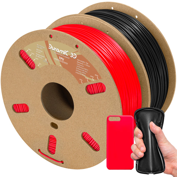 DURAMIC 3D TPU Filament 1.75mm, TPU Flexible Filament 95A 2 Pack, Soft TPU 3d Printing Filament, 1kg Spool, Dimensional Accuracy +/- 0.05mm