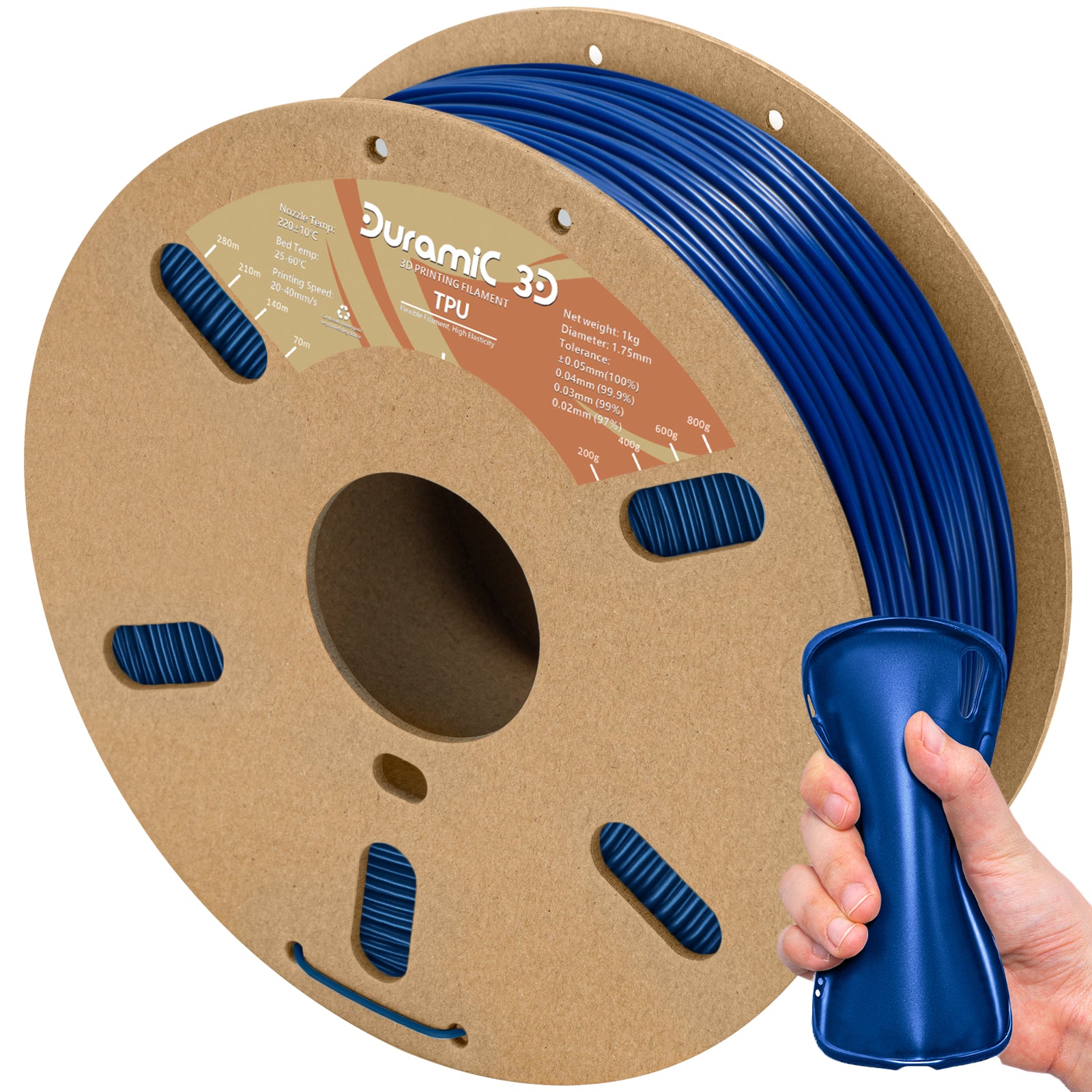 DURAMIC 3D TPU Filament 1.75mm Blue, TPU Flexible Filament 95A, Soft T –  Duramic 3D