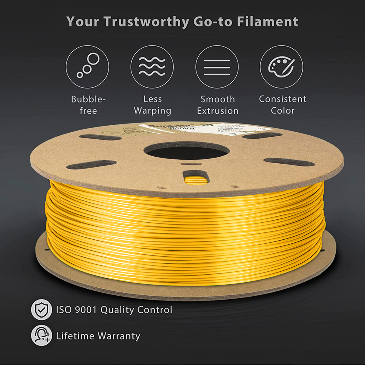 Shiny Filaments Duramic 3D Shiny Silk PLA Filament 1.75mm, Shiny Metallic PLA Filament