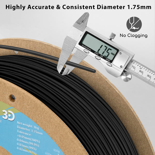 DURAMIC 3D Matte PLA Filament 1.75mm, 1kg Cardboard Spool Matte Finish 3D Printer Filament PLA 1.75mm Dimensional Accuracy 99% +/- 0.03 mm, Printing with FDM 3D Printer, Easy to Remove Support